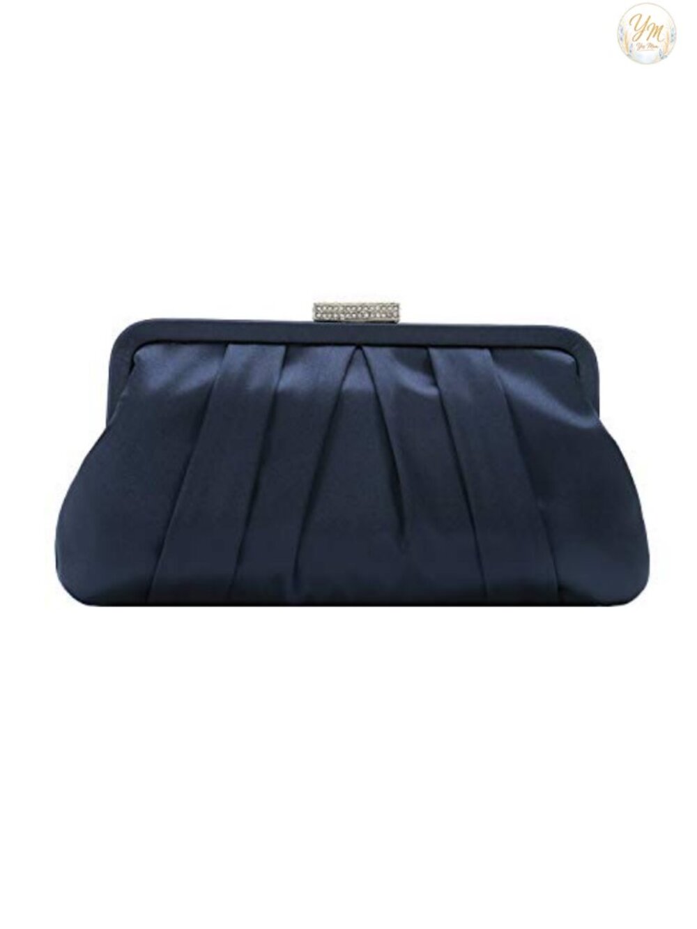 Pleated Satin Clutch Diamante Formal Evening Bag Wedding Prom